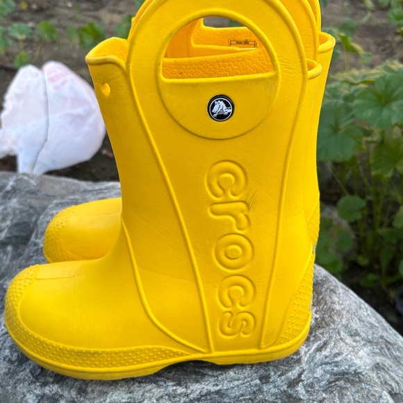 CROCS Kids Bright Yellow Rain Boots - Picture 5 of 8